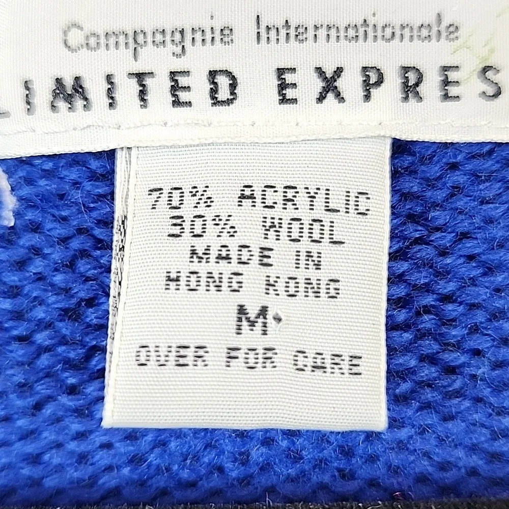 Blue Knit Cardigan Sweater Limited Express. Size M 30% Wool - Picture 7 of 7